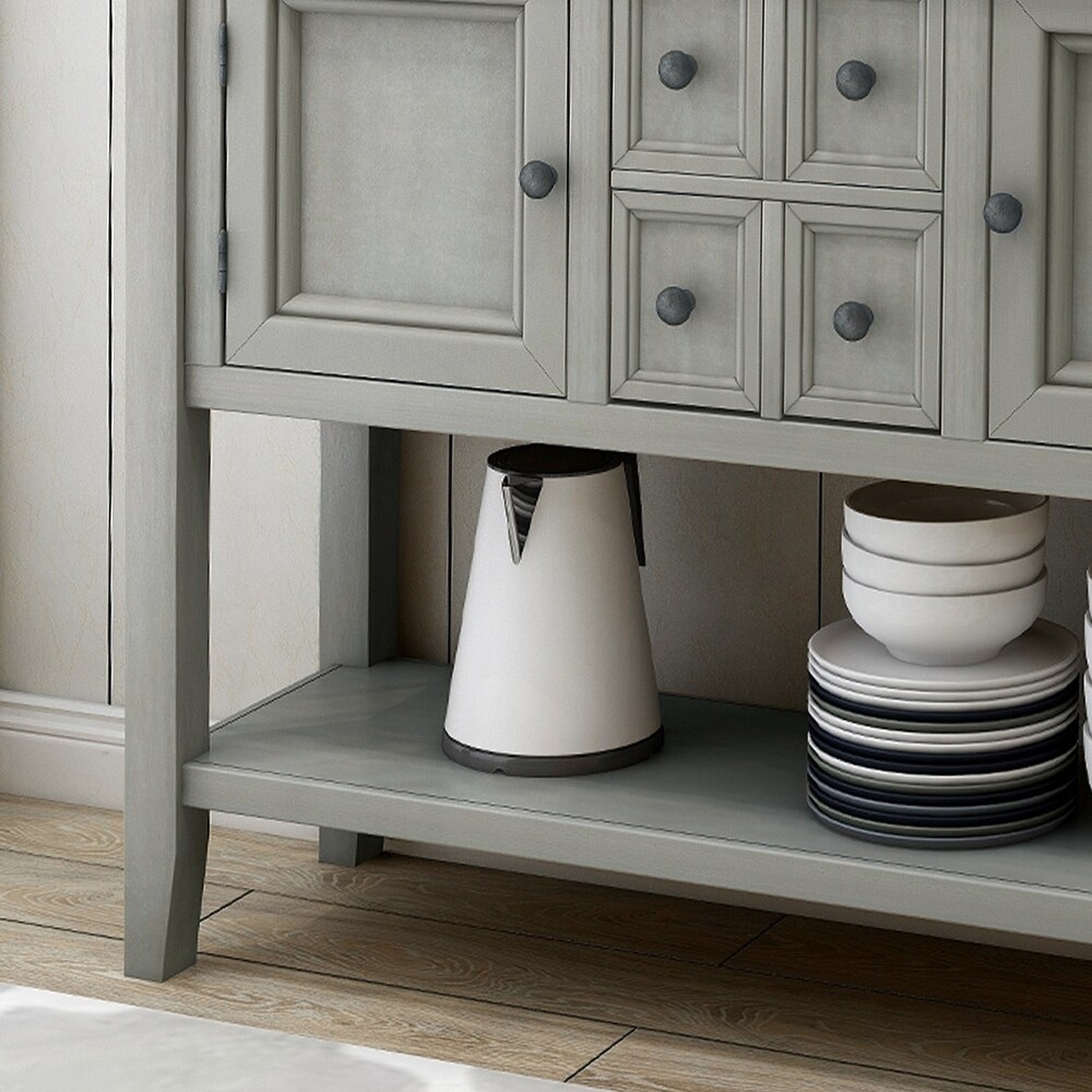 Buffet Sideboard Wood Console Table with Bottom Shelf