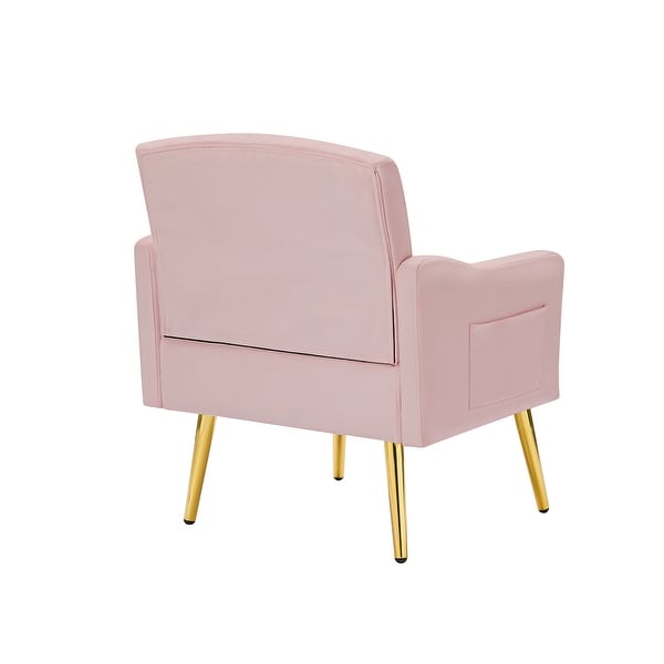 Accent Chair Tufted Armchair， Velvet Fabric Upholstery Accent Chairs with Metal Legs