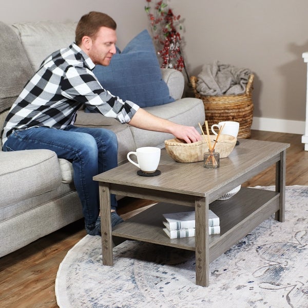 Classic Coffee Table with Lower Shelf - Thunder Gray