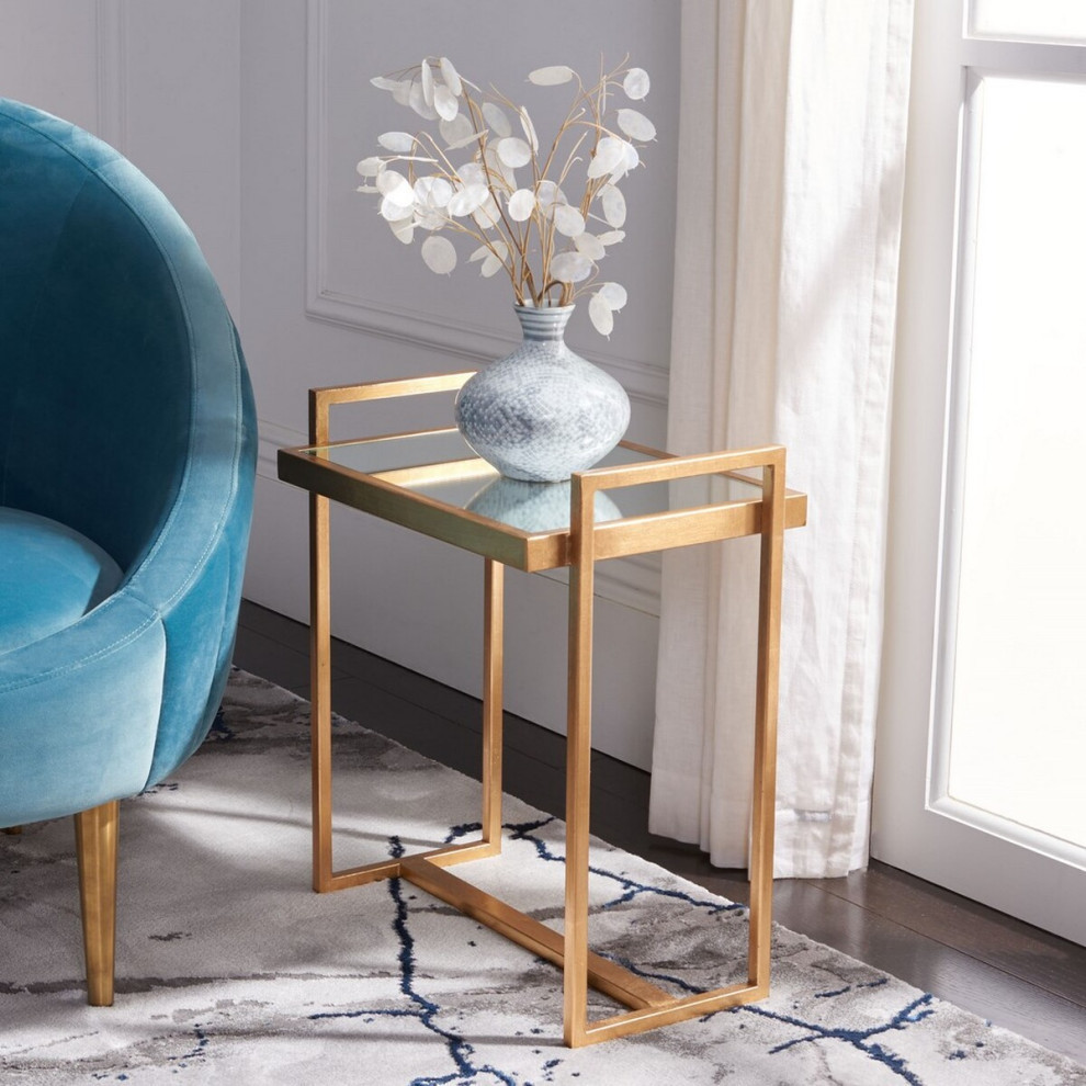 Lola Mirror Top Gold Accent Table   Contemporary   Side Tables And End Tables   by AED Luxury Home Decor  Houzz