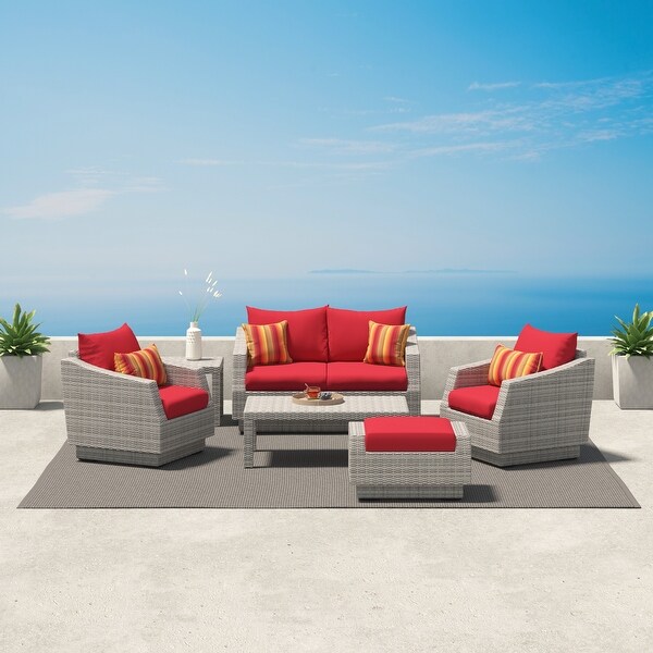 Cannes 6 Piece Sunbrella Outdoor Patio Love and Club Seating Set