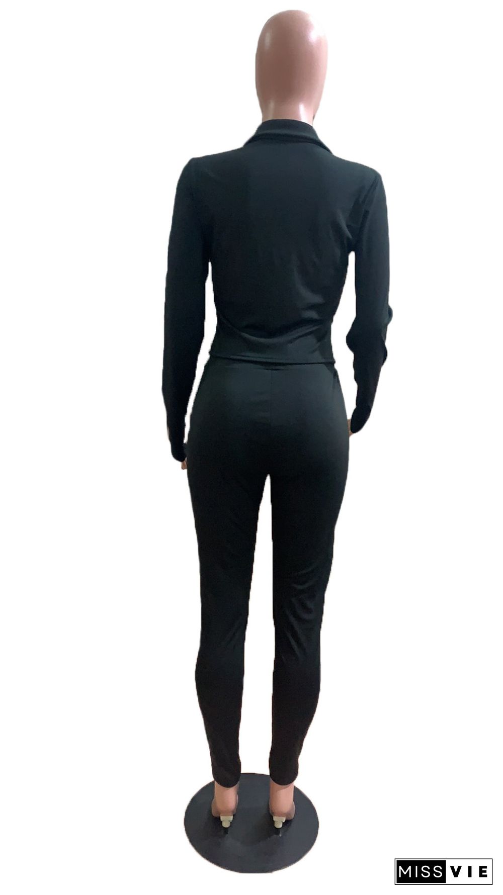 Sportswear Long Sleeve Jacket Pencil Pants Set