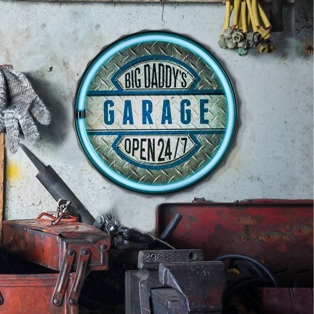 Big Daddy x27 s Garage Led Neon Light Sign Wall Decor Blue silver American Art Decor