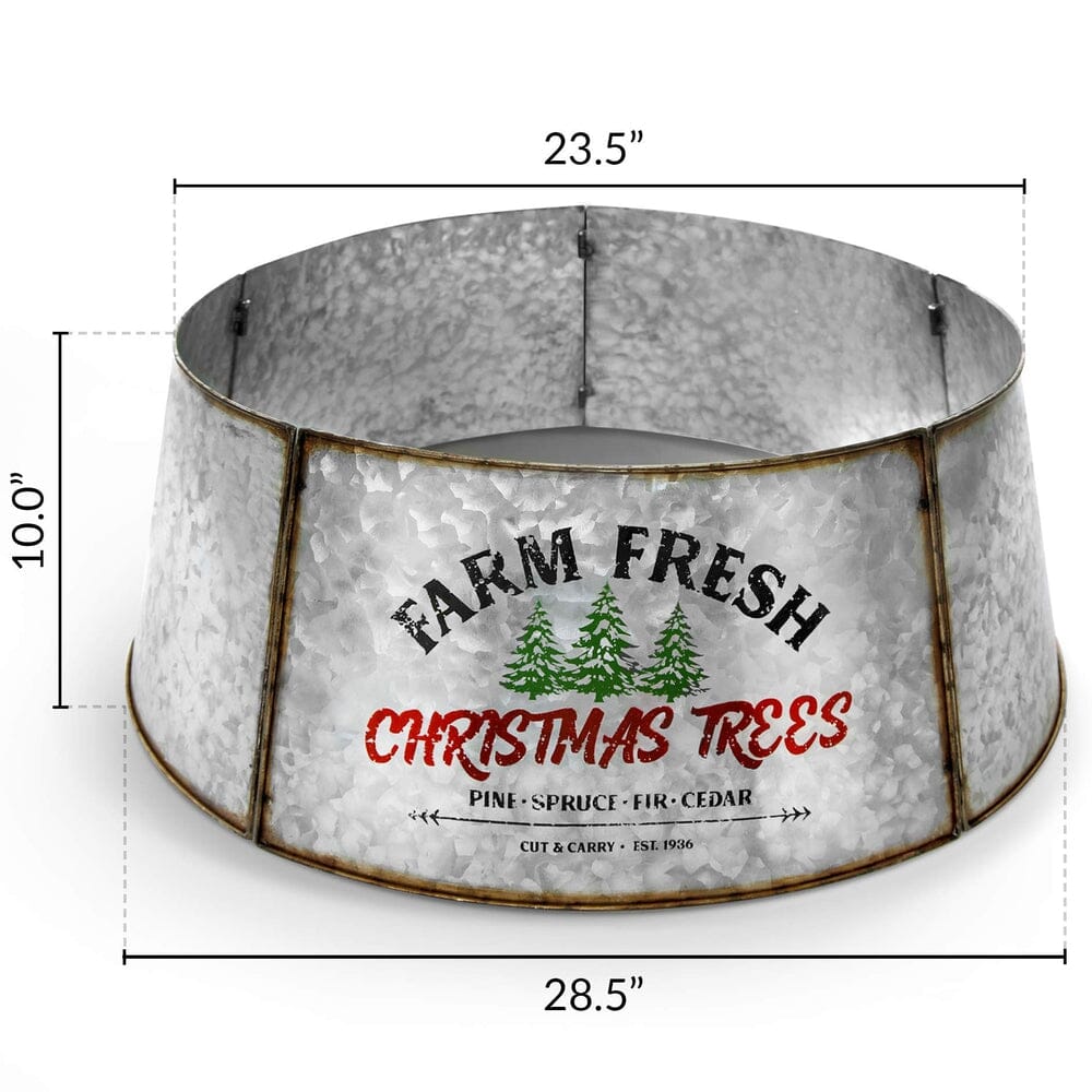 Galvanized Tree Collar - Large To Small Christmas Tree. Adjustable Metal Skirt