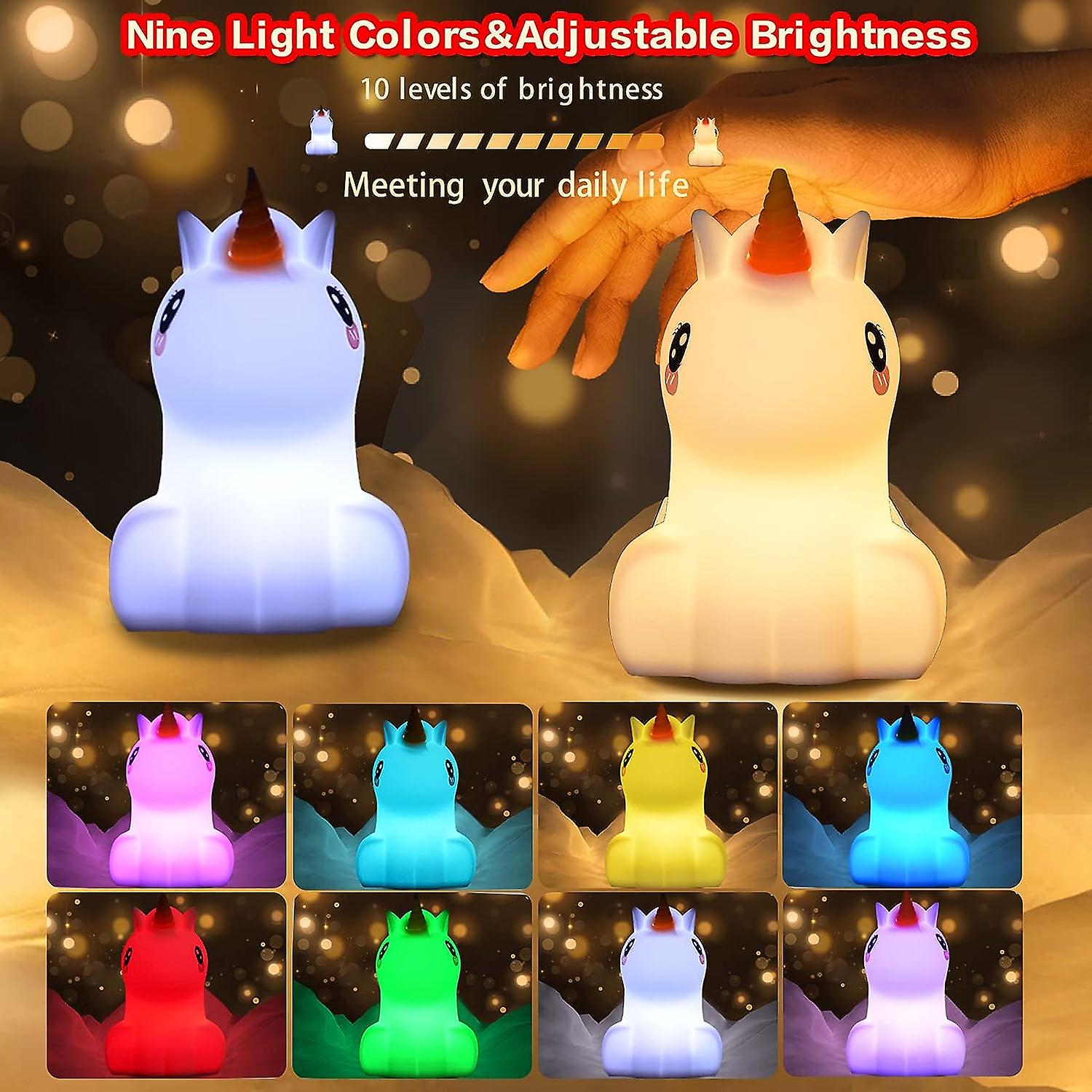 Large Unicorn Night Light Multicolor Rechargeable Led Night Light 9 Colors Baby Night Light Silicone Usb Night Light Baby Night Light With Timer