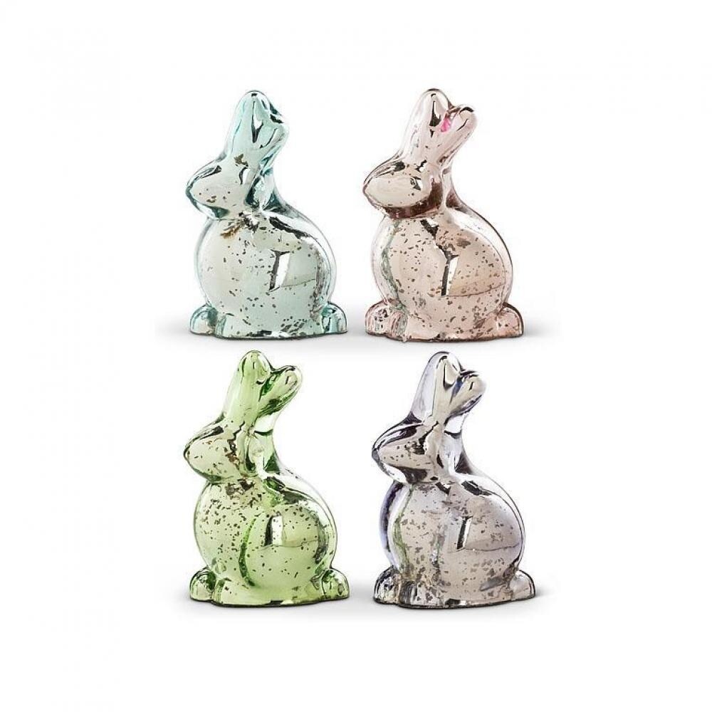 Set Of 4 Assorted Colors Sitting Rabbit Figurine