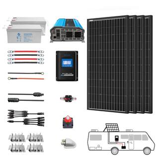 ACOPower 400-Watt Black Monocrystalline OffGrid Solar Power Kit 4 x 100-Watt Solar Panel with 2 200Ah Gel Deep Cycle Batteries 400AH3KW-400WMB