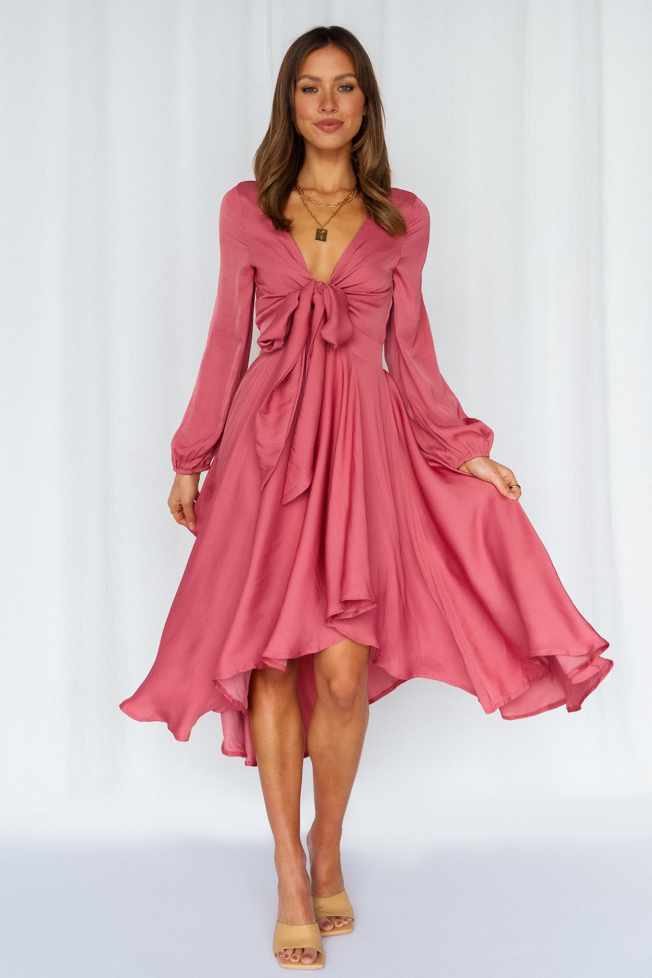 Talk Fast Midi Dress Blush