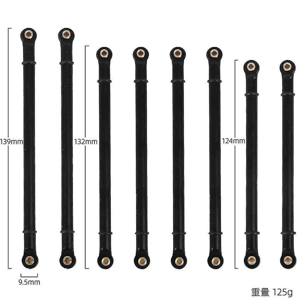 8pcs Cnc Aluminum Alloy Link Plastic Rod Kit Compatible With 1/10 Rc Car，black