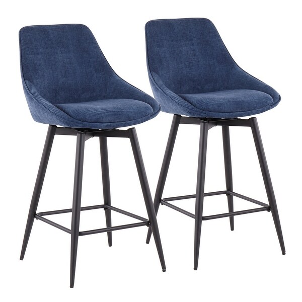 Carson Carrington Alba Counter Stool with Black Metal Base and Square Footrest (Set of 2)