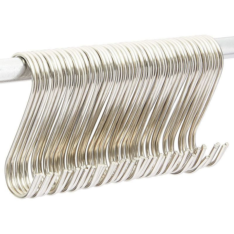 Metal S Shaped Hooks， Stainless Steel Hangers Bulk Set (3.9 in， 50 Pack)