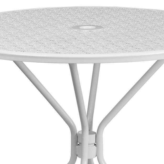 Round Indoor outdoor Steel Patio Table With Umbrella Hole