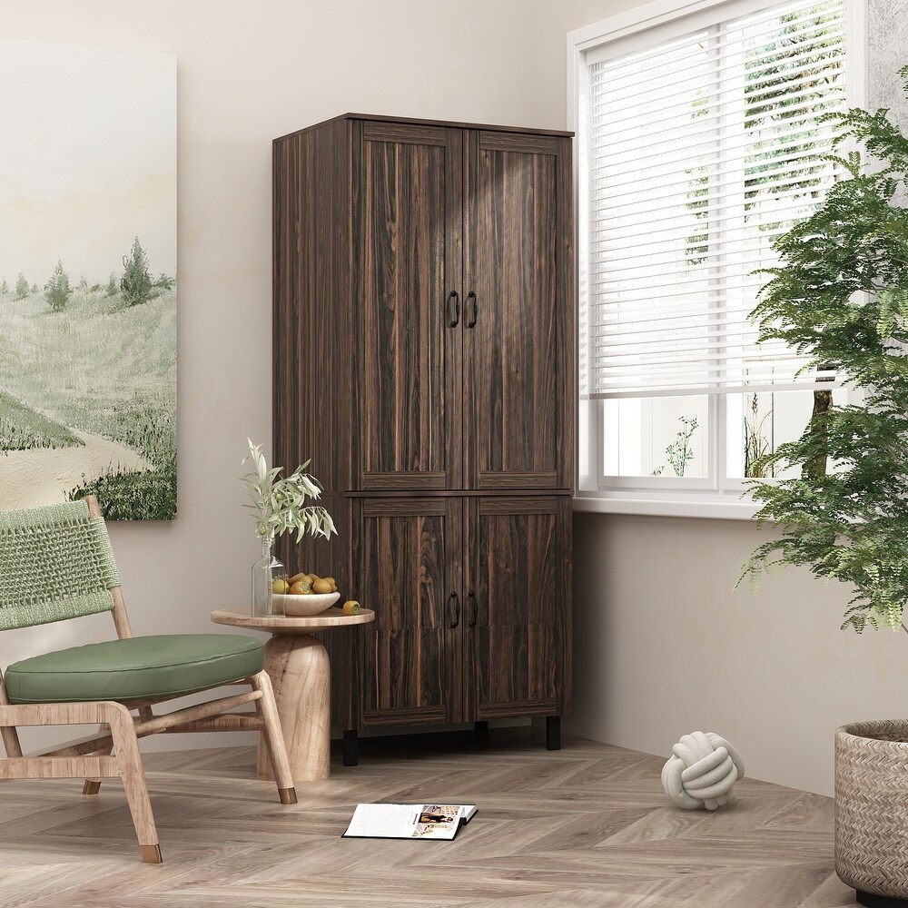 Dark Wood Grain Storage Cabinet Versatile and Stylish Organizer Pantry   31.5\