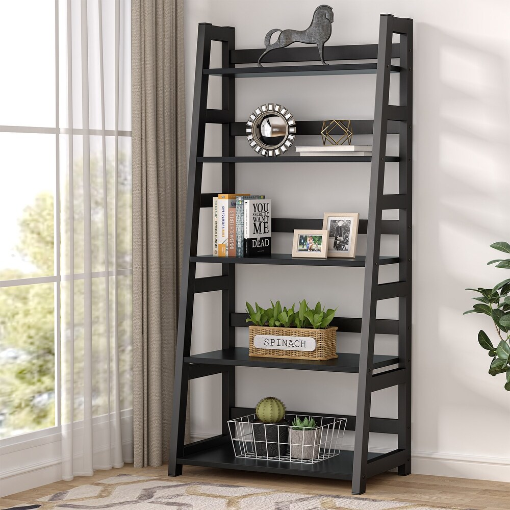 5 Tier Ladder Shelves  Bookshelf Bookcase for Living Room