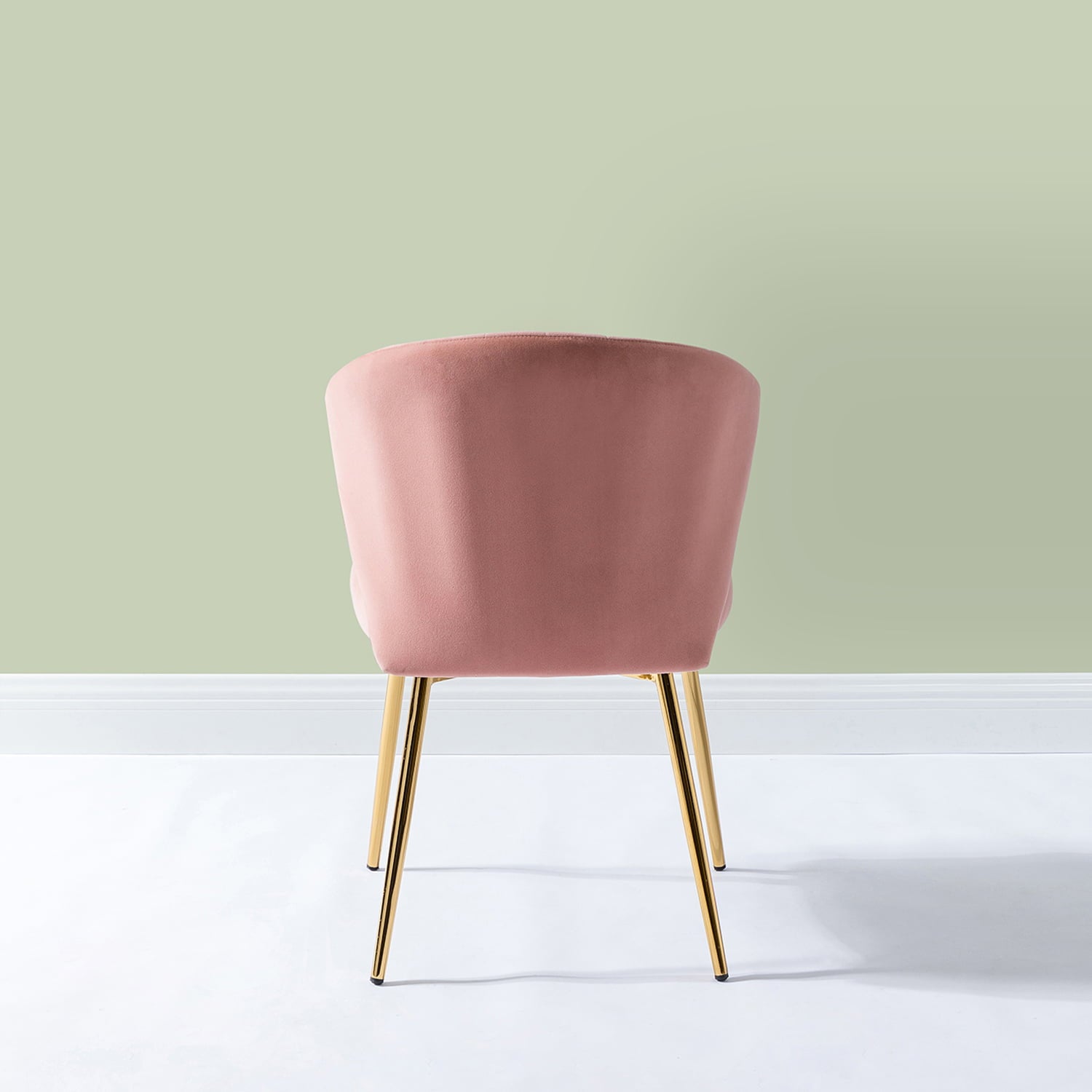 14 Karat Home Modern Luna Wingback Accent Chair Dining chairs with Gold metal Legs and Pink Back