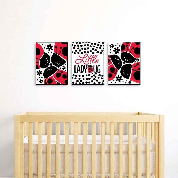 Big Dot Of Happiness Happy Little Ladybug Baby Girl Nursery Wall Art And Kids Room Decorations Gift Ideas 7 5 X 10 Inches Set Of 3 Prints