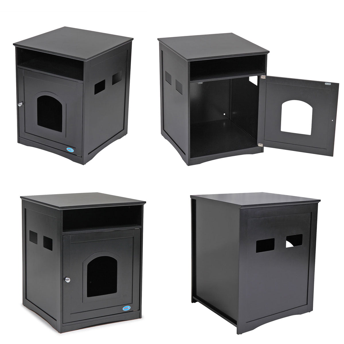 Coziwow Cat Washroom Cat Litter Box Cover Pet Crate End Table Wooden Side Kennel Indoor Black