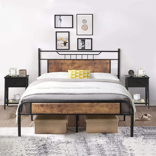 Taomika Mid Century 3-Pieces Bed and Nightstands Sets - - 34810956