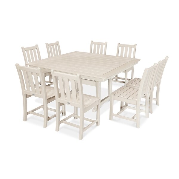 POLYWOOD Traditional Garden 9Piece Nautical Trestle Dining Set