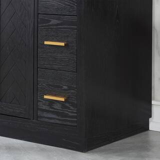 Altair Gazsi 48 in. W x 22 in. D x 34 in. H Bath Vanity in Black Oak with Grain White Composite Stone Top 543048-BO-GW-NM