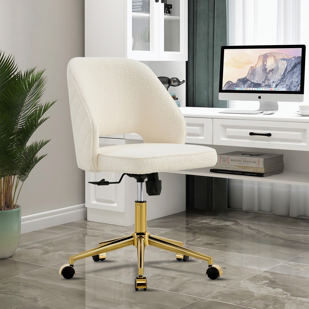 Velvet Office Chairs  Adjustable 360 °Armless Swivel