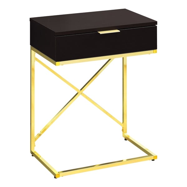 Accent Table， Side， End， Nightstand， Lamp， Storage Drawer， Living Room， Bedroom， Metal， Laminate， Chrome， Contemporary