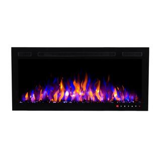 BLUEGRASS LIVING Slimline 36 Inch Wall Mount and Recessed Electric Fireplace 140282