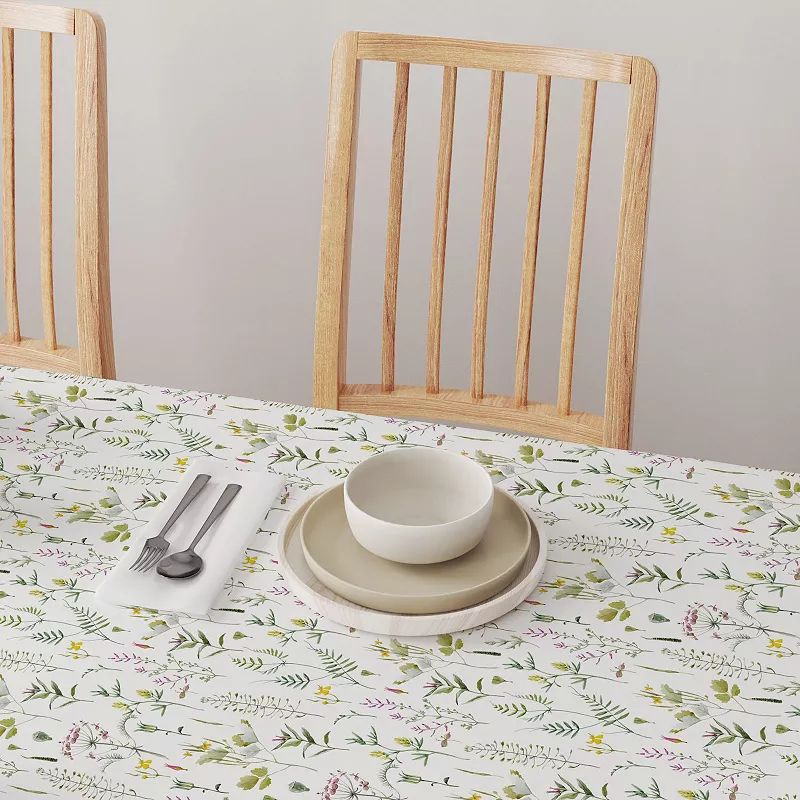 Rectangular Tablecloth， 100% Polyester， 60x84， Botanical Stripe