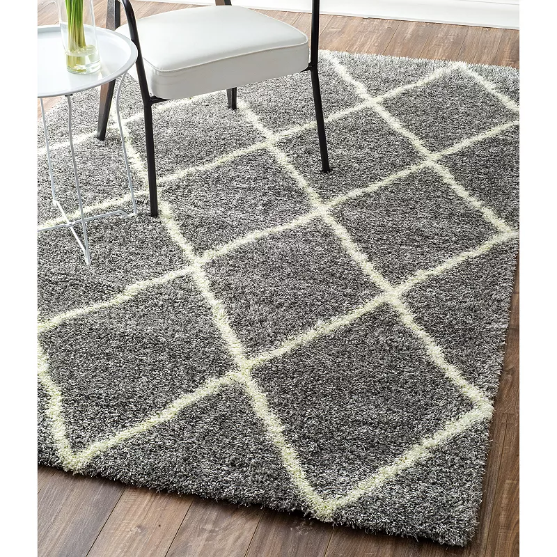 nuLOOM Diamond Geometric Lattice Shag Rug