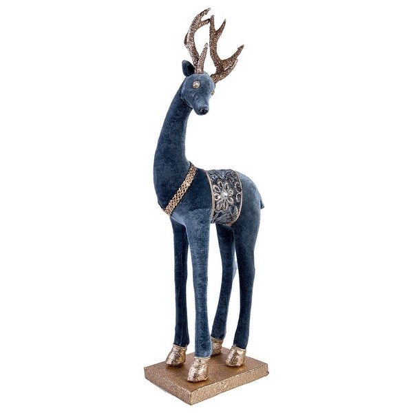 24 Large Blue and Gold Deer Christmas Figurine Decoration