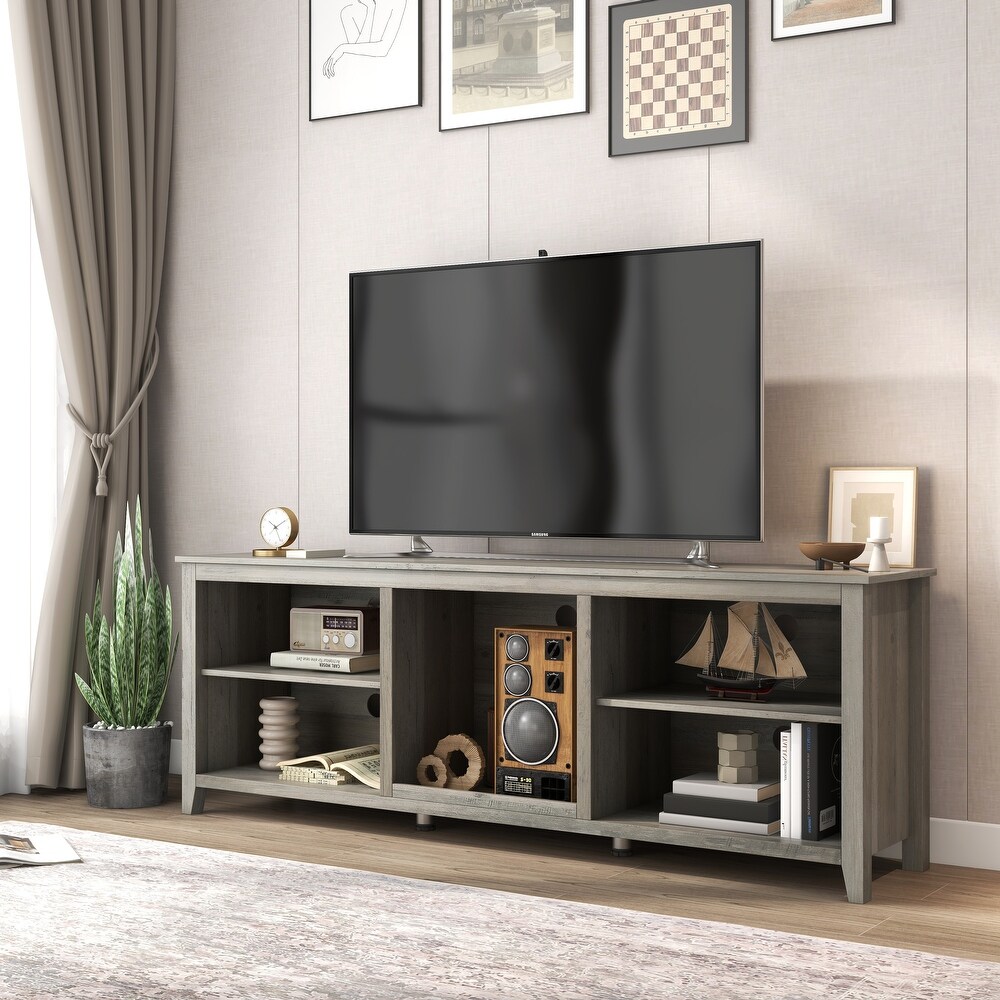 Grey Classical TV Stand Storage Media Console Entertainment Center   15 inches in width