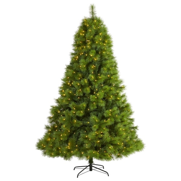 8' Green Scotch Pine Christmas Tree with 600 Clear LED Lights