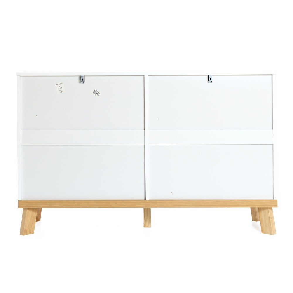 Modern White Wood 6 Drawer Dresser