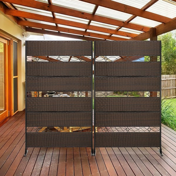 Rattan Outdoor Privacy Screen， Outdoor Divider Decorative Privacy Fence Screen