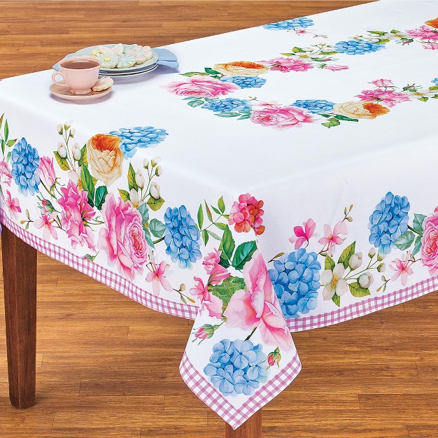 Collections Etc Beautiful Printed Spring Flowers Accent Tablecloth