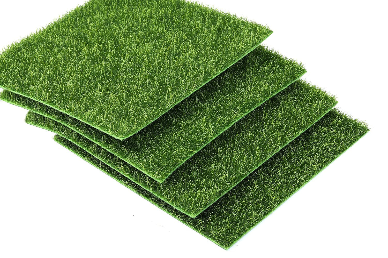 6X6 inches Fake Grass for Dollhouse Miniatures Garden， Artificial Grass for Crafts Decoration (Pack of 4)