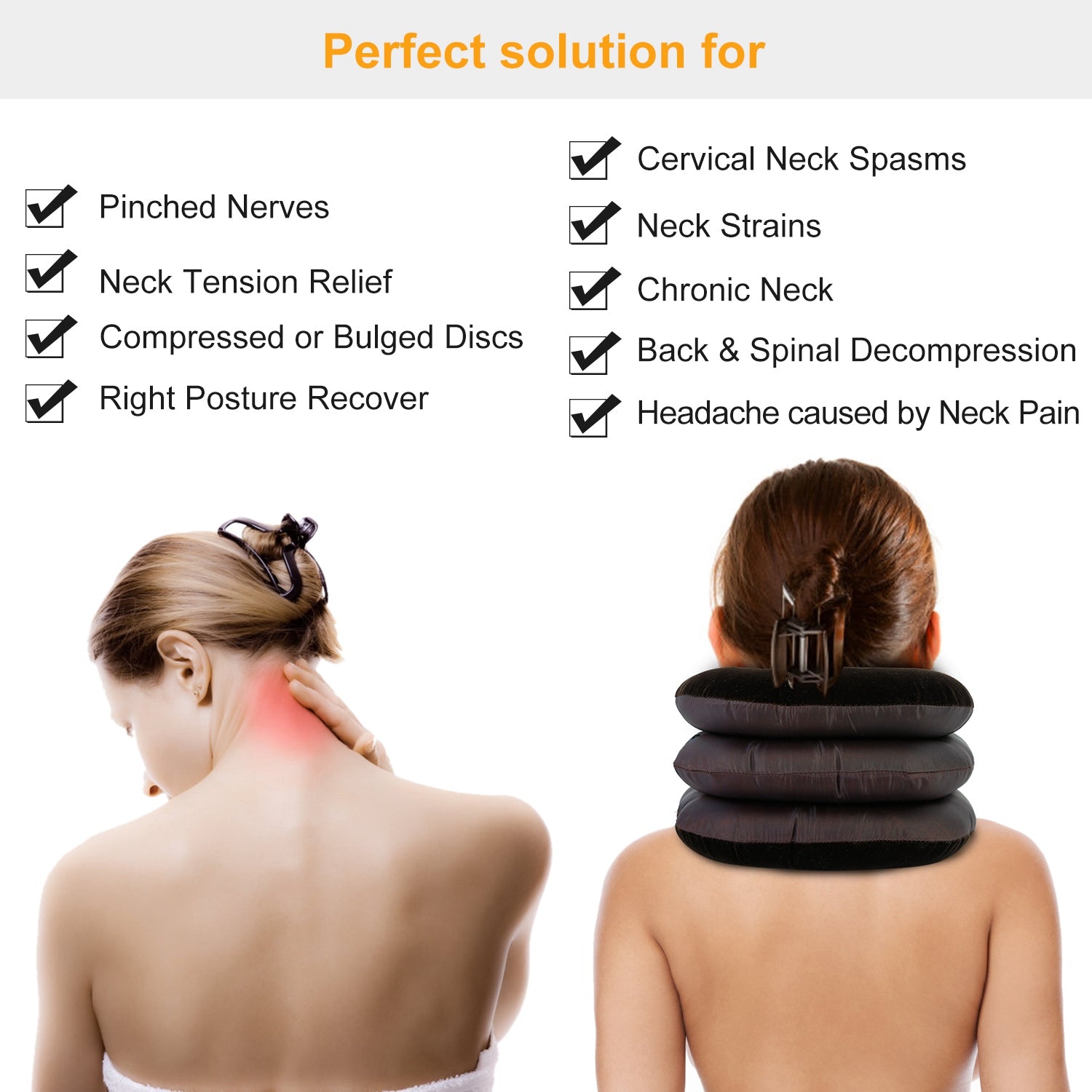 Cervical Neck Traction Device for Instant Neck Pain Relief, iMounTEK Inflatable & Adjustable Neck Stretcher Neck Support Brace, Best Neck Traction Pillow for Home Use Neck Decompression