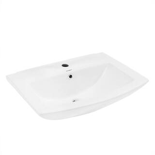 Swiss Madison Sublime Pedestal Bathroom Ceramic Vessel Sink Round Single Faucet Hole in White SM-PS306