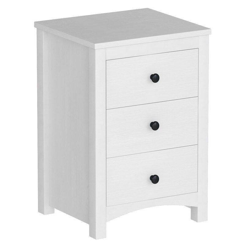 Modern Nightstand with Three Storage Drawers  Wood End Table  Small Sofa Side Table  Bedside Table for Bedroom  Living Room