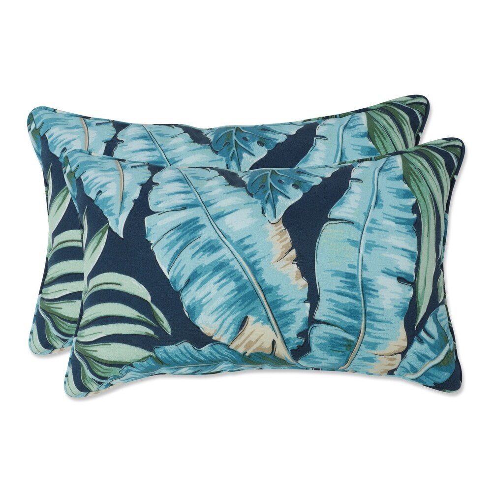 Pillow Perfect Outdoor Tortola Midnight Blue Rectangular Throw Pillow (Set of 2)   11.5 X 18.5 X 5   11.5 X 18.5 X 5