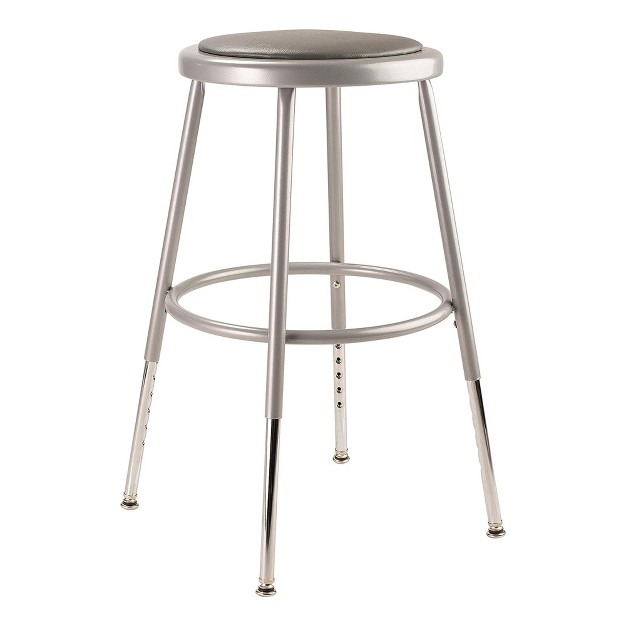 National Public Seating 6400 Series Heavy Duty 18 Inch Adjustable Height Steel Stool With Vinyl Padded Seat Grey Frame And Legs