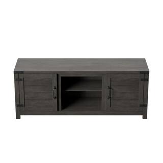 Twin Star Home 60 in. Weathered Gray TV Stand Fits TV's up to 65 in. with Planked Doors and Nail Head Details TC60-6714-PG77