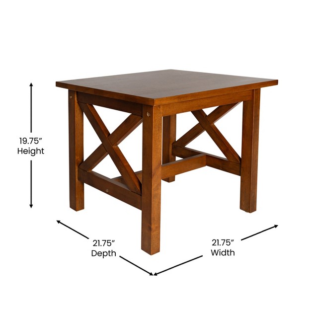 Merrick Lane Rustic End Table Farmhouse Style Solid Wood Accent Table