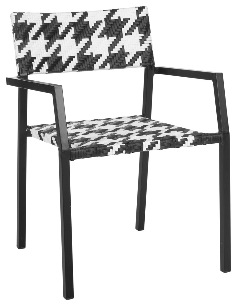 Safavieh Halden Outdoor Arm Chairs  Set of 2   Tropical   Outdoor Dining Chairs   by HedgeApple  Houzz