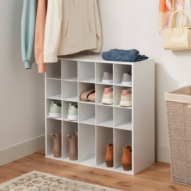 4 Tier Laminate Stackable Shoe Cubby White