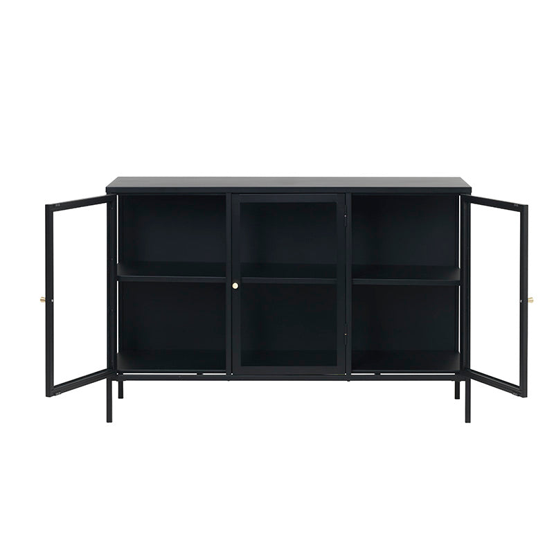 CARMEL 3 Glass Doors Sideboard 132cm - Black