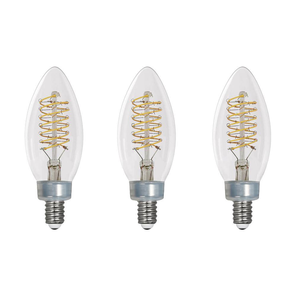 EcoSmart 60-Watt Equivalent B11 Dimmable E12 Candelabra Fine Bendy Filament LED Vintage Edison Light Bulb Daylight (3-Pack) B11C7E12850S