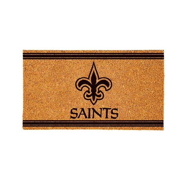 Evergreen New Orleans Saints Logo Turf Mat Brown 28 X 16 Inches Indoor Outdoor Doormat