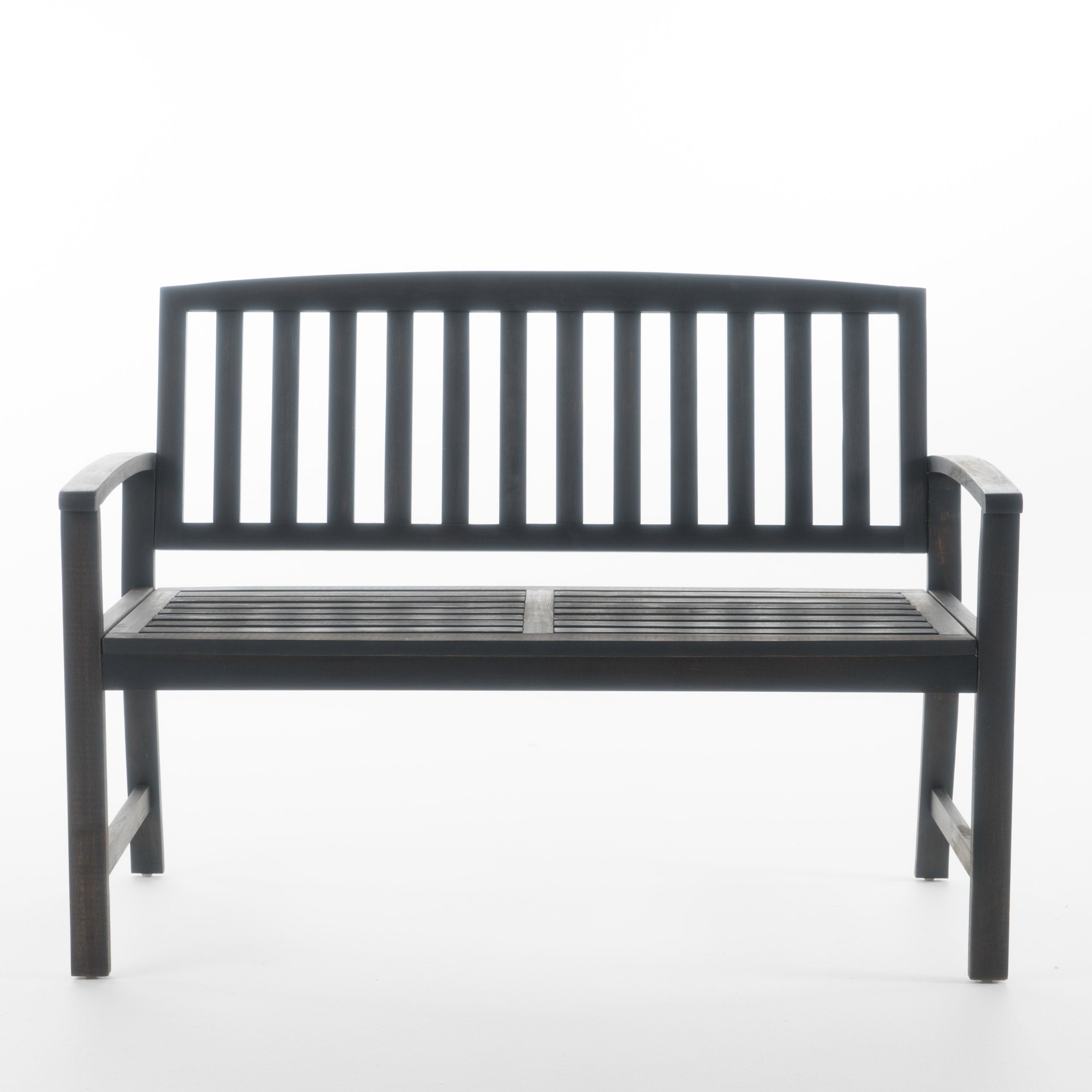 Laguna Outdoor Rustic Acacia Wood Bench with Open Slat Backrest