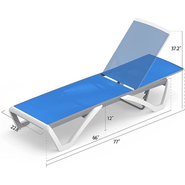 Domi Patio Chaise Lounge，AllWeather Adjustable Recliner with Wheels，Stackable